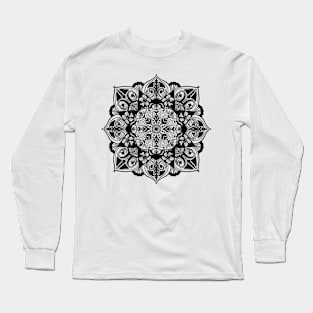 Black and white Mandala Long Sleeve T-Shirt